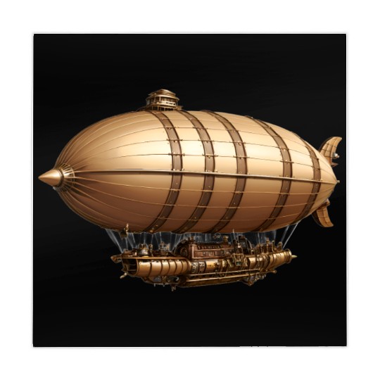 A large steampunk-style airship with bronze metal Mahjong Mats