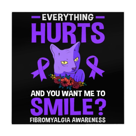 Everything Hurts Cat Purple Ribbon Fibro Awareness Mahjong Mats