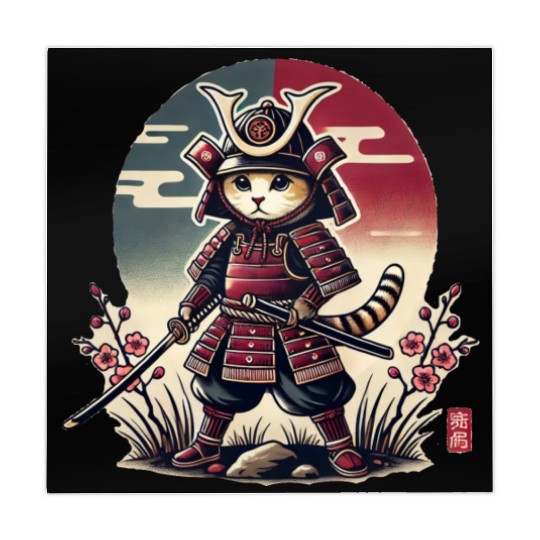 Samurai Cat: Vintage Ukiyo-e Warrior Art Mahjong Mats