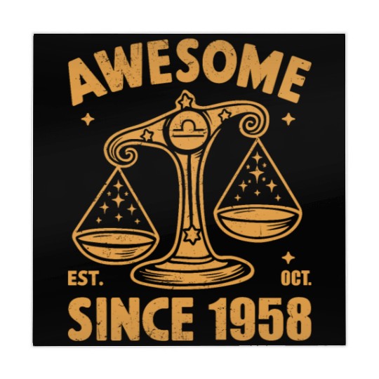 Awesome Since 1958 Libra Zodiac Birthday October Mahjong Mats