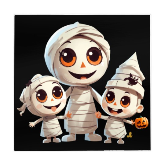 Adorable Mummy Family Halloween Trick-or-Treat Fun Mahjong Mats