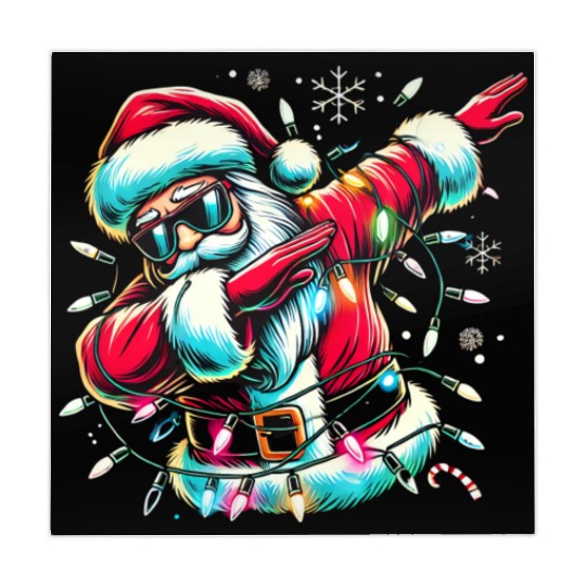 Dabbing Santa with Christmas Lights and Snowflakes Mahjong Mats
