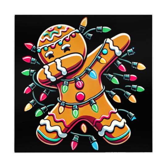 Dabbing Gingerbread Wrapped in Christmas Lights Mahjong Mats