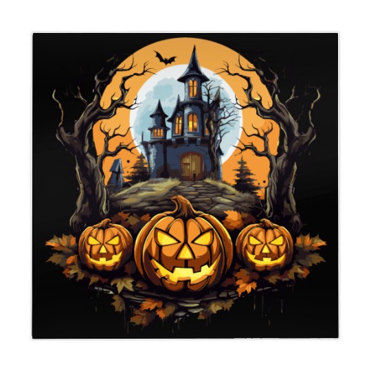 Spooky Haunted House Halloween Witches Pumpkin Mahjong Mats