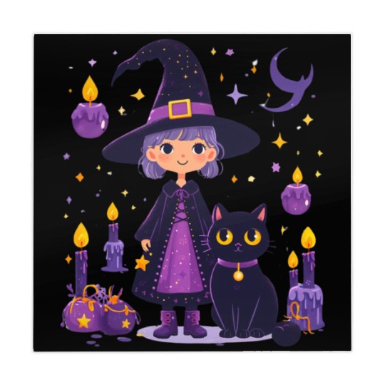 witch cat candles Halloween decor Mahjong Mats