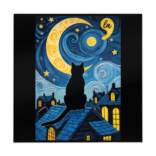 Halloween Starry Night Black Cat Comma La Harris Mahjong Mats