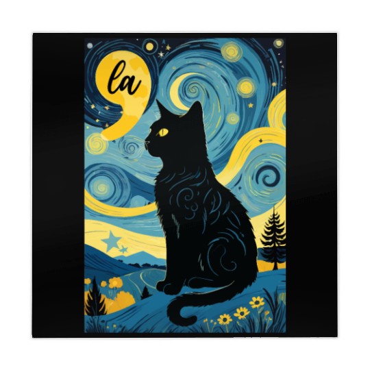 Halloween Starry Night Black Cat Comma La Harris Mahjong Mats