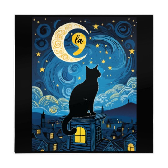 Halloween Starry Night Black Cat Comma La Harris Mahjong Mats