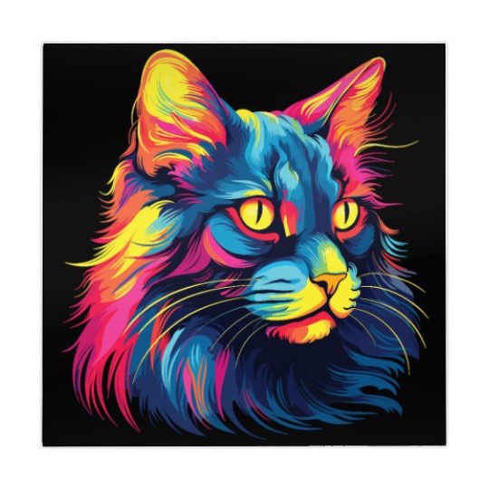 Cat Watercolor Colorful Maine Cat Mahjong Mats