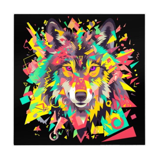 Majestic Pop Art Alpha Wolf - Vibrant Warm Mahjong Mats