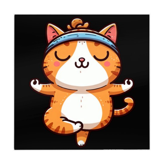Cat yoga meditation meditating balancing autogenic Mahjong Mats