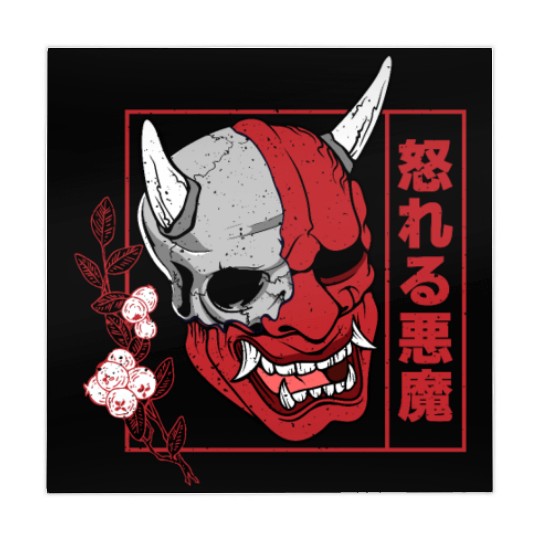 Hannya demon art face Skull devil oni harajuku Mahjong Mats