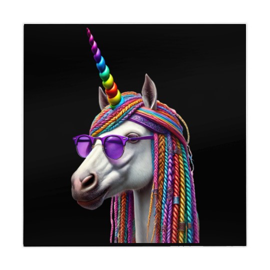 Rainbow Unicorn with Braids and Sunglasses Swag Mahjong Mats