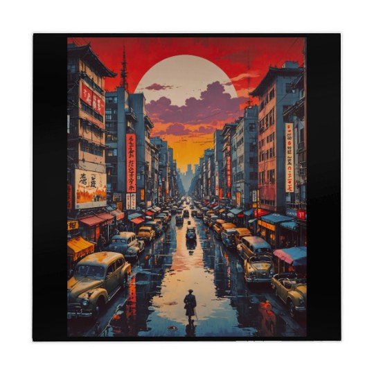 Twilight Reflections in Neon City Mahjong Mats