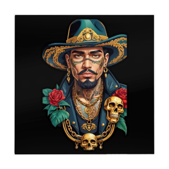 Stylish Man with Hat, Tattoos, and Gold Chains Mahjong Mats