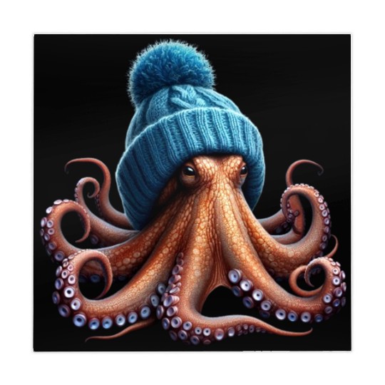 An Octopus Wearing a Knitted Blue Winter Hat Mahjong Mats