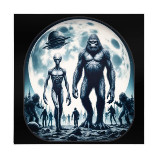 Alien And Bigfoot Sasquatch Moon Mahjong Mats