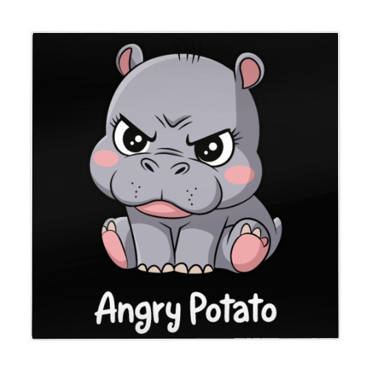 Moo Deng Angry Potato Hippo Cartoon Art Mahjong Mats