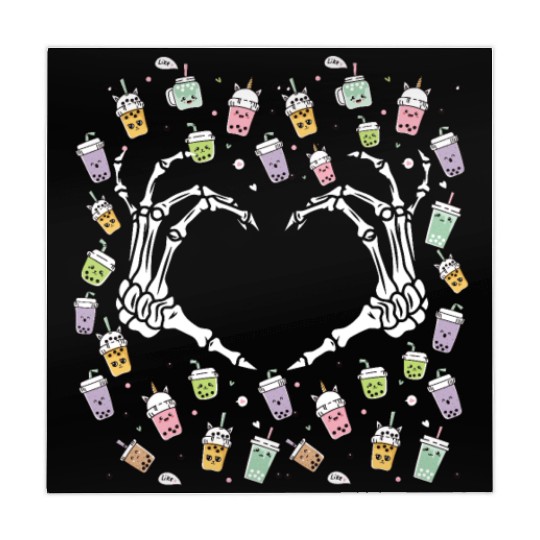 Skeletal Embrace: A Bubble Tea Love Story Mahjong Mats
