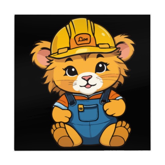 baby lion as construction worker Mahjong Mats