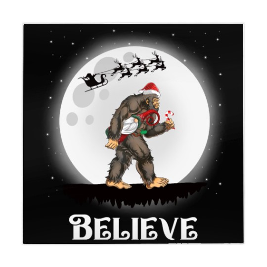 Believe Santa Bigfoot Carrying Gnome Christmas Mahjong Mats