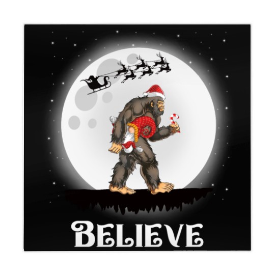 Believe Santa Bigfoot Carrying Gnome Christmas Mahjong Mats