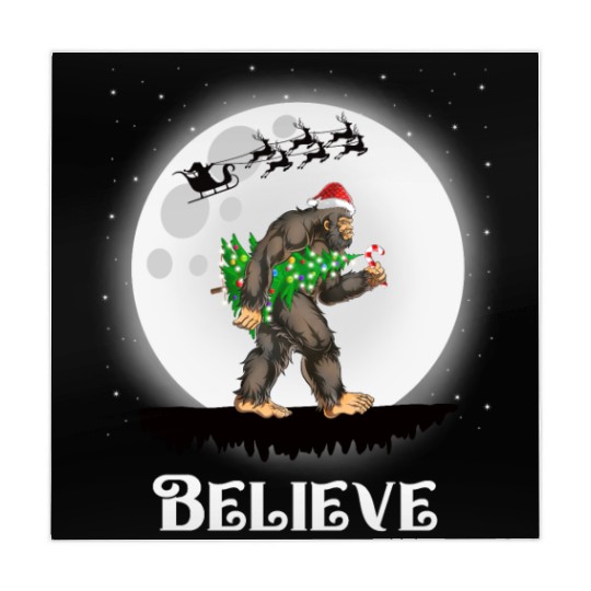 Bigfoot Christmas Tree Lights Believe Sasquatch Mahjong Mats