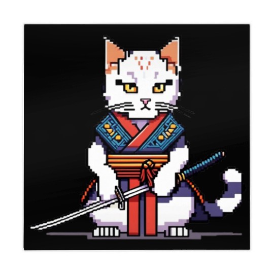 Pixel Samurai Cat Warrior Mahjong Mats