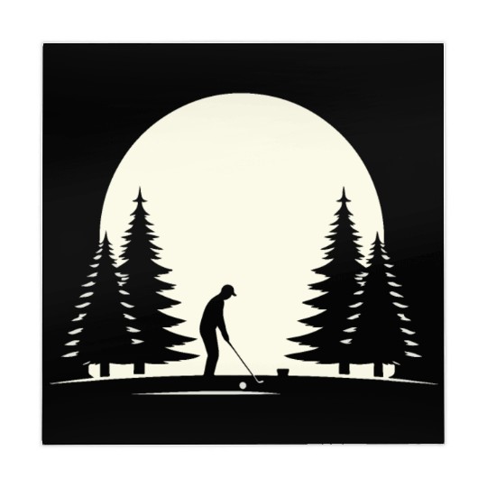 Monochrome Golf Scene – Player Amongst Pine Trees Mahjong Mats
