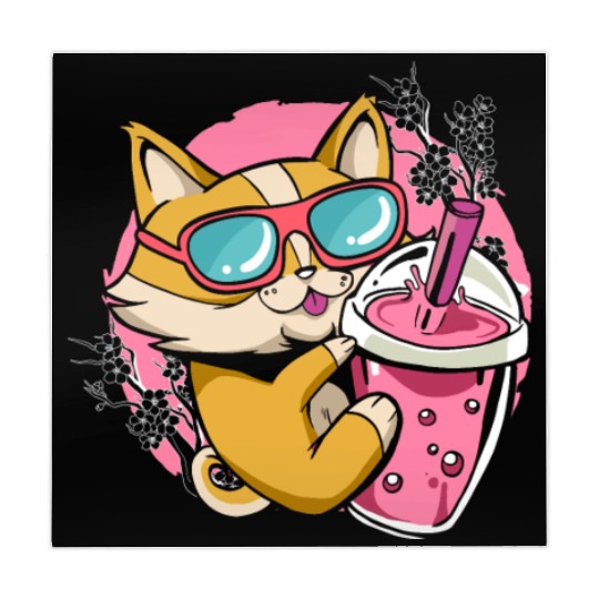 Kitten Kawaii Boba Milk Tea Drinking Cat Mahjong Mats