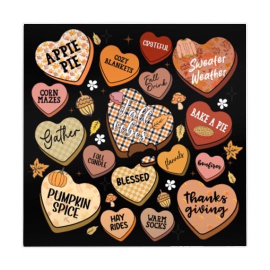 fall candy hearts Mahjong Mats