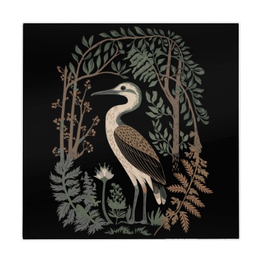 Heron in Forest Foliage Nature Scene Mahjong Mats