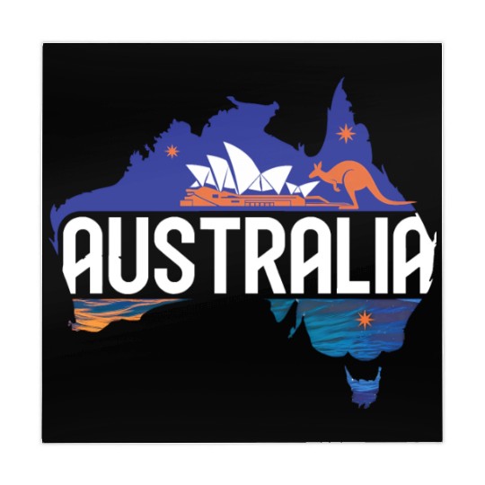 Australia Kangaroo & Sydney Opera House Map Mahjong Mats