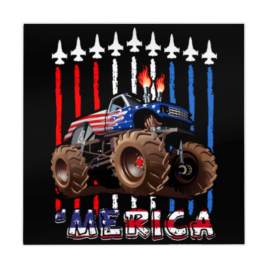 Merica Monster Truck US Flag Mahjong Mats