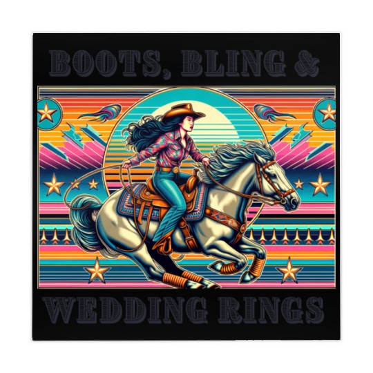 Retro 80's Cowgirl Rodeo | Boots, Bling, & Rings Mahjong Mats