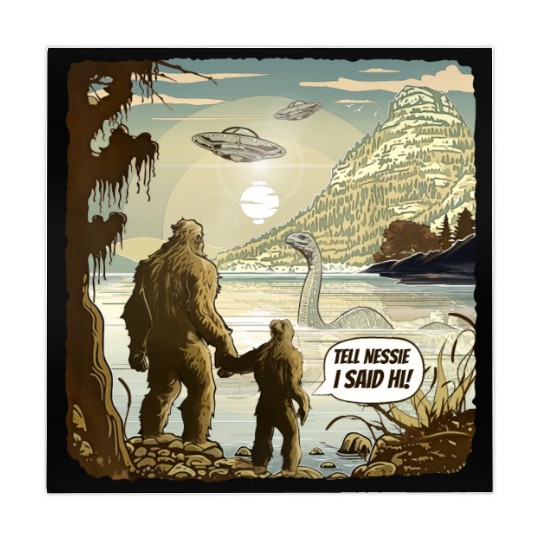 Funny Bigfoot Sasquatch & Kid Tell Nessie I Said Mahjong Mats