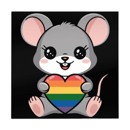 LGTBQ Cute Mouse Holding Rainbow Heart Mahjong Mats