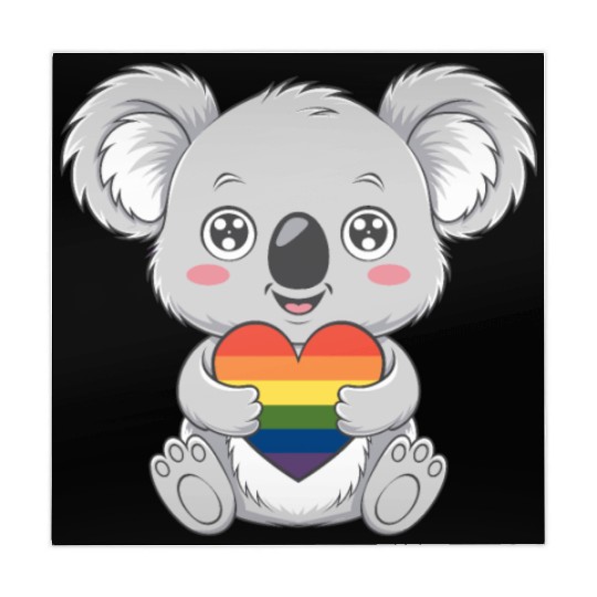 Cute Koala Holding Rainbow Heart LGTBQ Pride Mahjong Mats