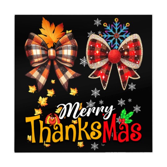 Merry Thanksmas plaid Coquette Bow Christmas Plaid Mahjong Mats
