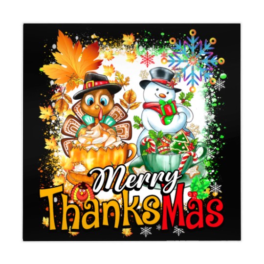 Merry Thanksmas Turkey Snowman Coffee latte cup Mahjong Mats