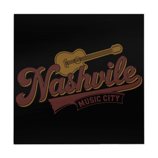 Nashville Music City Logo with Guitar Illustration Mahjong Mats