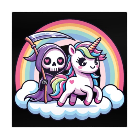 Cute Reaper And Unicorn Rainbow Mahjong Mats