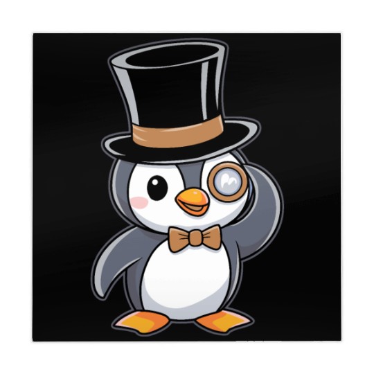Classy Penguin with Top Hat and Monocle Mahjong Mats