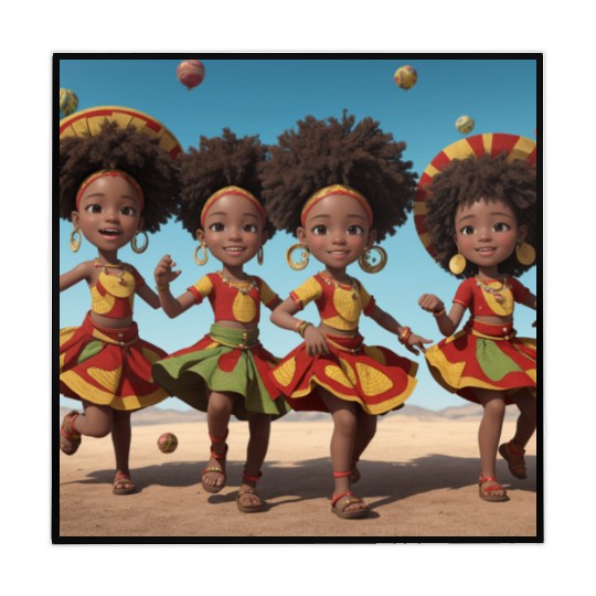 Animated African kids dancing Mahjong Mats