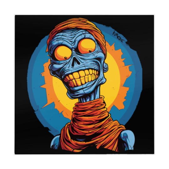 Blue and Funny Cartoon Skeleton Skull Mummy Mahjong Mats