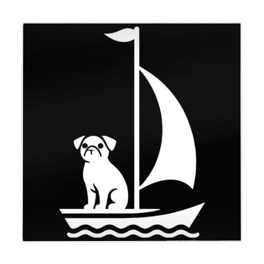 Pug in Boat Silhouette Sailing Minimalist Mahjong Mats