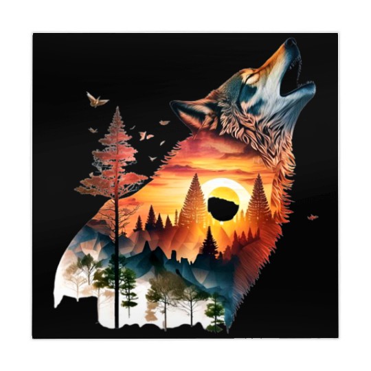 Vintage Wolf Moon Graphic Mahjong Mats – Retro 90s