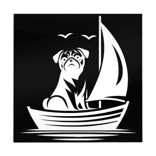 Pug silhouette sailboat minimalist Mahjong Mats