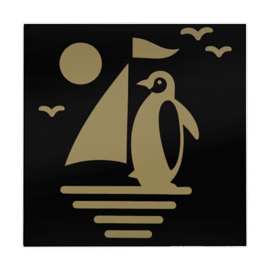 Penguin Sailboat Silhouette Minimalist Mahjong Mats