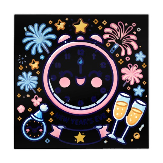 Celebrate New Year's Eve, Fun Clock and Fireworks Mahjong Mats